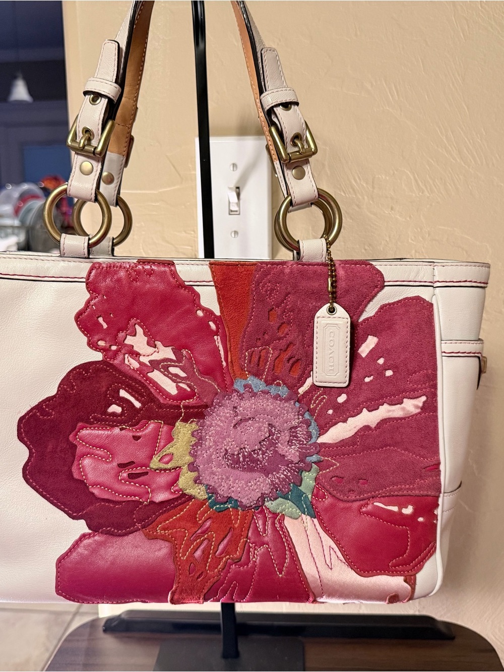 Coach Poppy For Peace Floral Applique 9244 flower Leather Tote